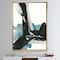 Designart - Geometric Black and Teal III - Modern & Contemporary Canvas in Gold Frame